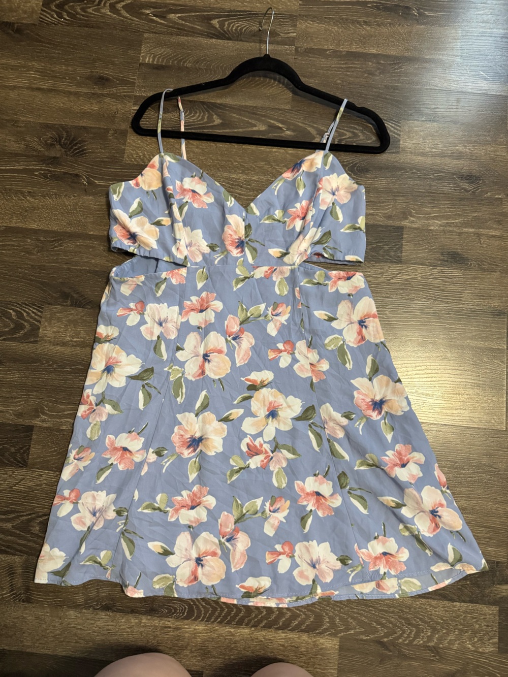 Abercrombie & Fitch Light Blue Floral cutout mini dress